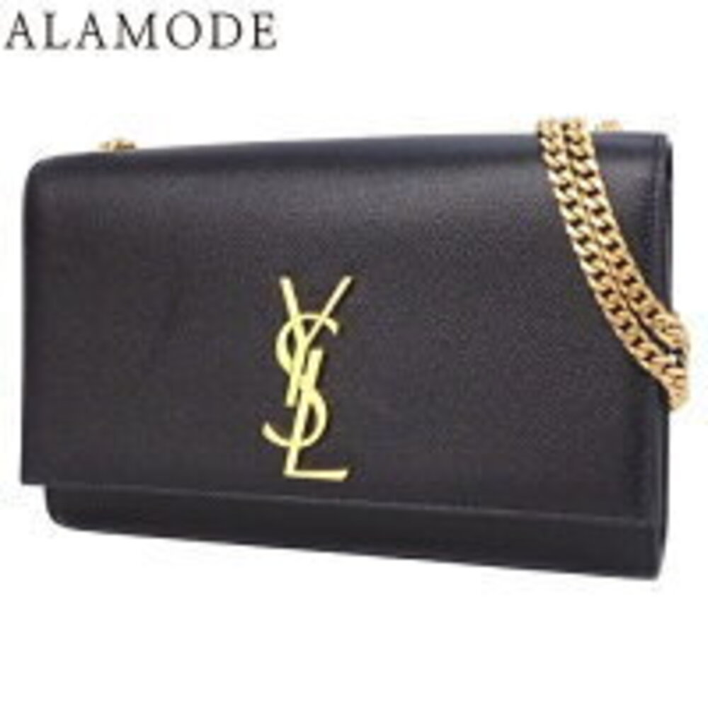SAINT LAURENT PARIS Kate Bag Chain Crossbody YSL Calfskin Grain de Poudre Black